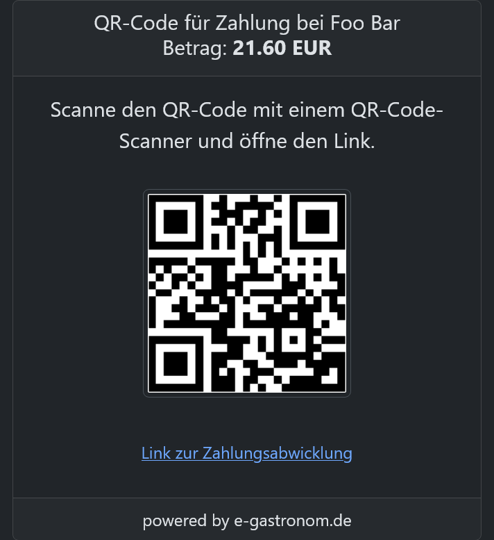 Screenshot des Dialogs mit Anzeige eines QR-Codes.